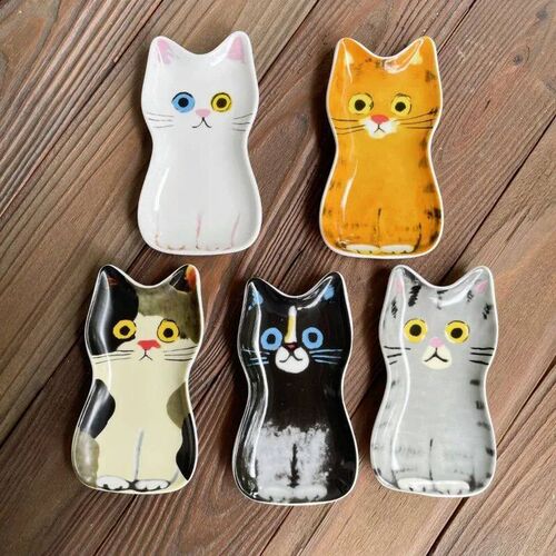 Japan Cute Pets Cat Sauce Dish Ceramic Creative Cute Cat Fac