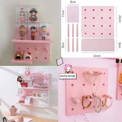 4Pack Cute Peg Boards Wall Shelf Bracket Hooks Plastic Wall