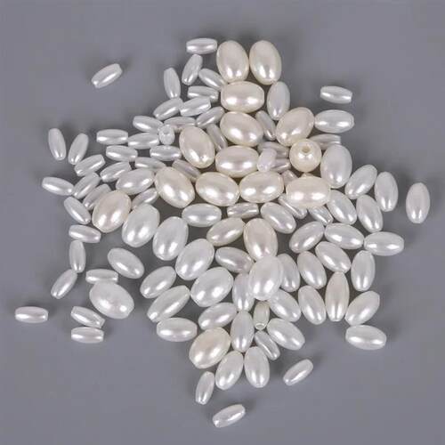 Multi-size Acrylic Imitation Pearl Rice Beads 2 Holes Europe