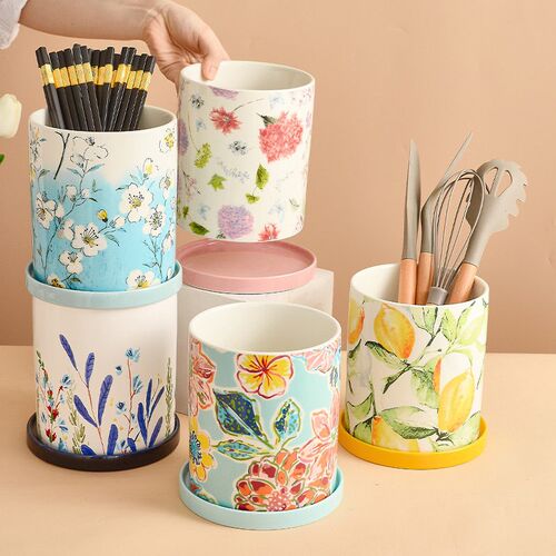 Large Household Ceramic Chopsticks Barrel Kitchen Chopstick