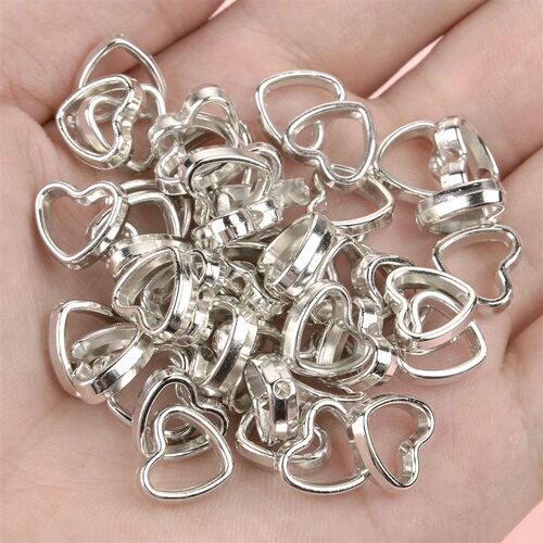 50pcs/Lot 11-15mm Love Heart Hollow White K B Loose Spacer B