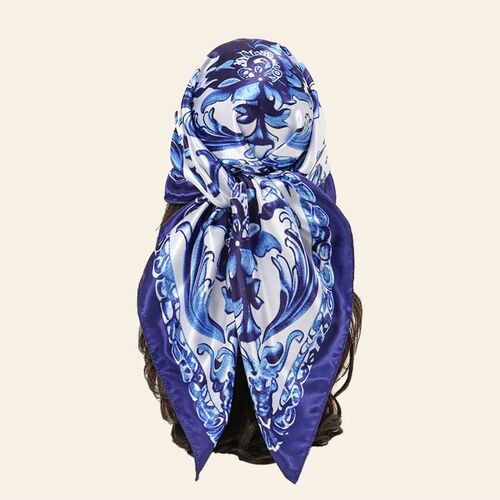 New Blue and White Porcelain Bandana Head Wraps for Woman Sa