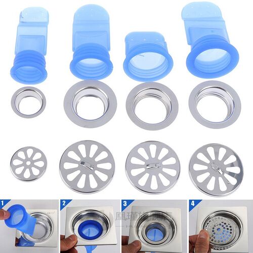 Round Stainless Steel Cover Silicone Kitchen Strainer Bathro