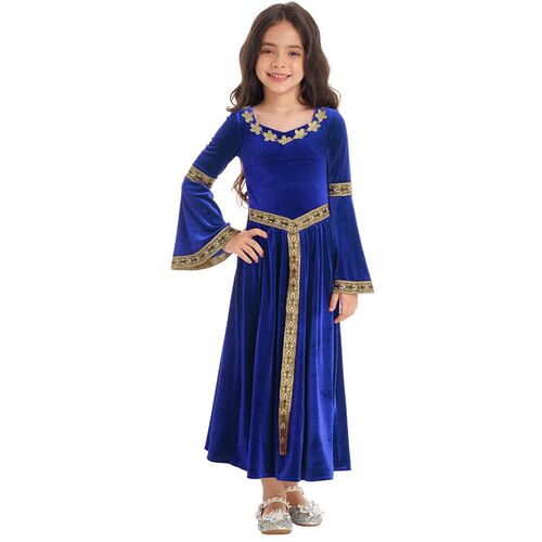 Girls Medieval Renaissance Velvet Dress Princess Queen Cospl