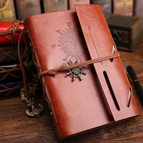 Retro Spiral Notebook Diary Notepad Vintage Pirate Anchors P