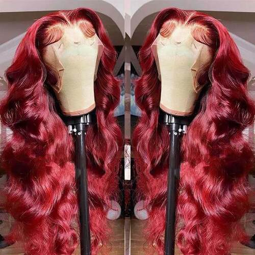 Burgundy 99J 13x6 Body Wave Lace Front Human Hair Wig HD Tra