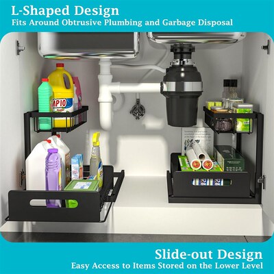 Under Sink Organizer Pull Out Cabinet Storage Shelves