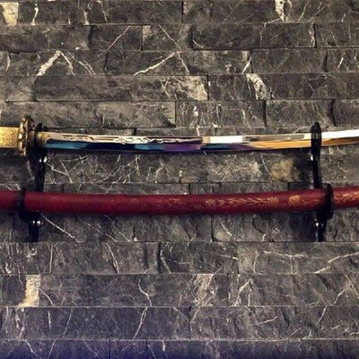 E1PB Wall Mounted Sword Hanger Holder Hangers Samurai