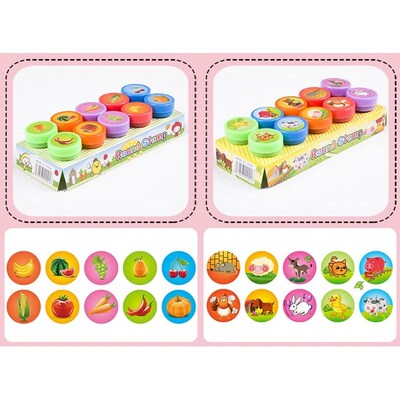 10pcs DIY Painting Photo Album Decor Assorted Stamps for Kid