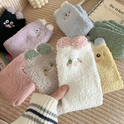 4Pairs / Lot Socks Women Super Thicker Solid Sock Coral Velv