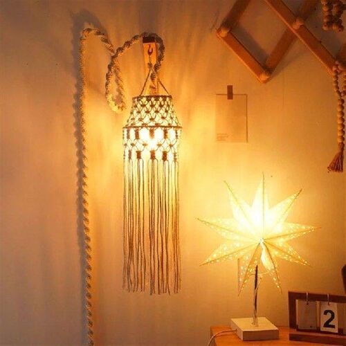 Handmade Macrames Pendant Light Shade Tassels Hanging Lamp