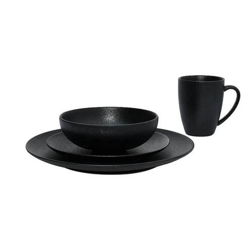 ceramic black plates bowl dinnerware Set of 4 set of 16件套