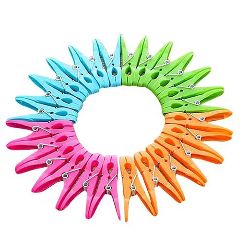 24Pcs Plastic Laundry Clothes Pins Hanging Pegs Clips Househ
