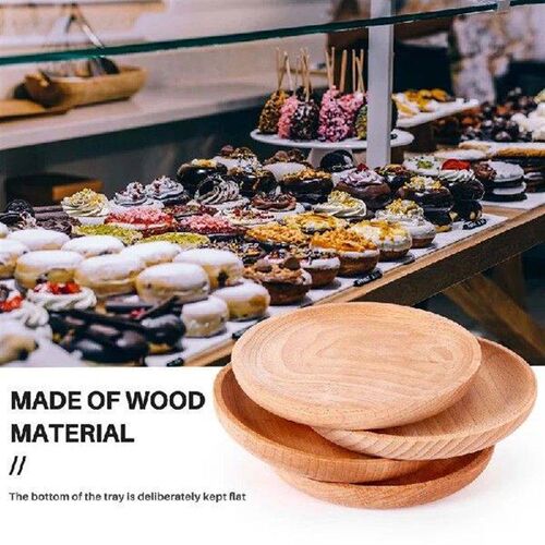 Solid Wood Round Dish Snack Dish Fruit Dried Plate, Wooden