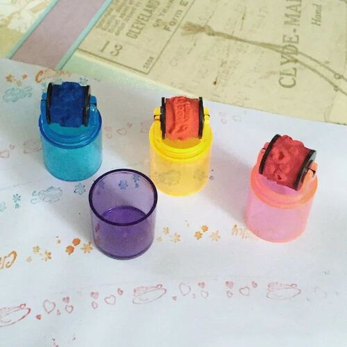 3/6 Pcs Mini Ink Stamp Roller Diary Seal Kids DIY Art Toys D