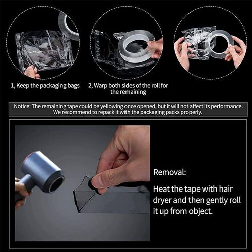 2-10M Double Sided Adhesive Tape Heavy Duty Transparent Wash