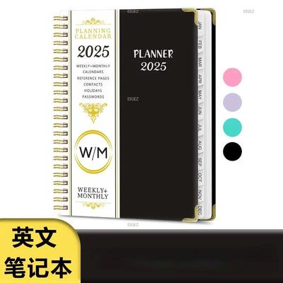 2025 English Notebook A5 Metal Coil Notebook Weekly Plan Sch