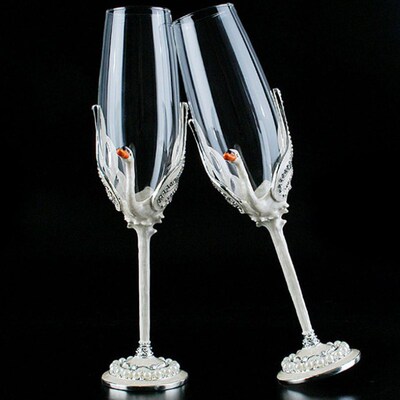 2Pcs Creative Wedding Champagne Glass Pair Cocktail Wine Gla