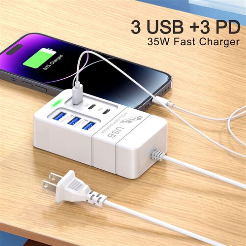 New plug-in mobile phone charger新款排插手机充电器快速充电3A
