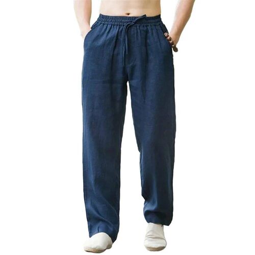 Mens Beach Pants Joggers  Sreetwear Cotton Linen Sweatpants