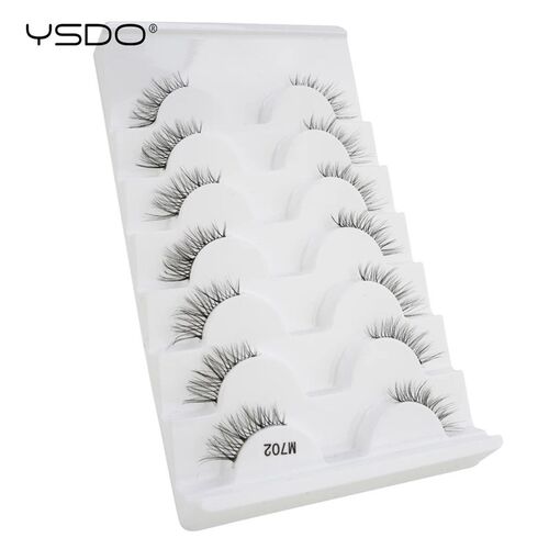 Half False Lashes 7 Pairs Half Faux Mink Eyelashes Soft Natu
