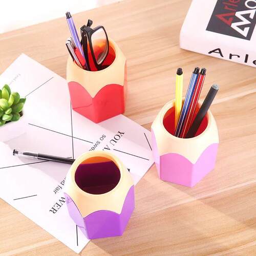 Cute Pencil Head Shape Pen Holder Pencil Storage Box Student