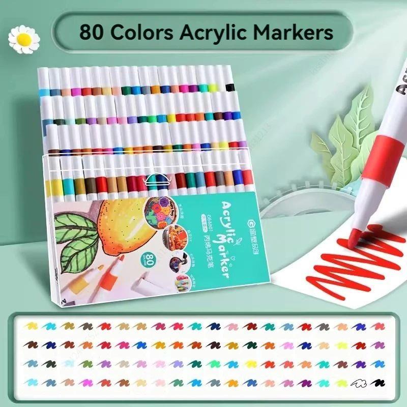 12-80 Colores Set Acrylic Paint Art Marker Pen Rock Painting图片