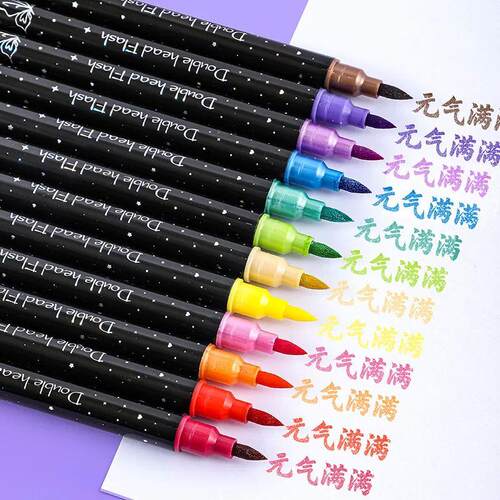 48/6Colors Double-headed Glitter Acrylic Markers Paint Pens