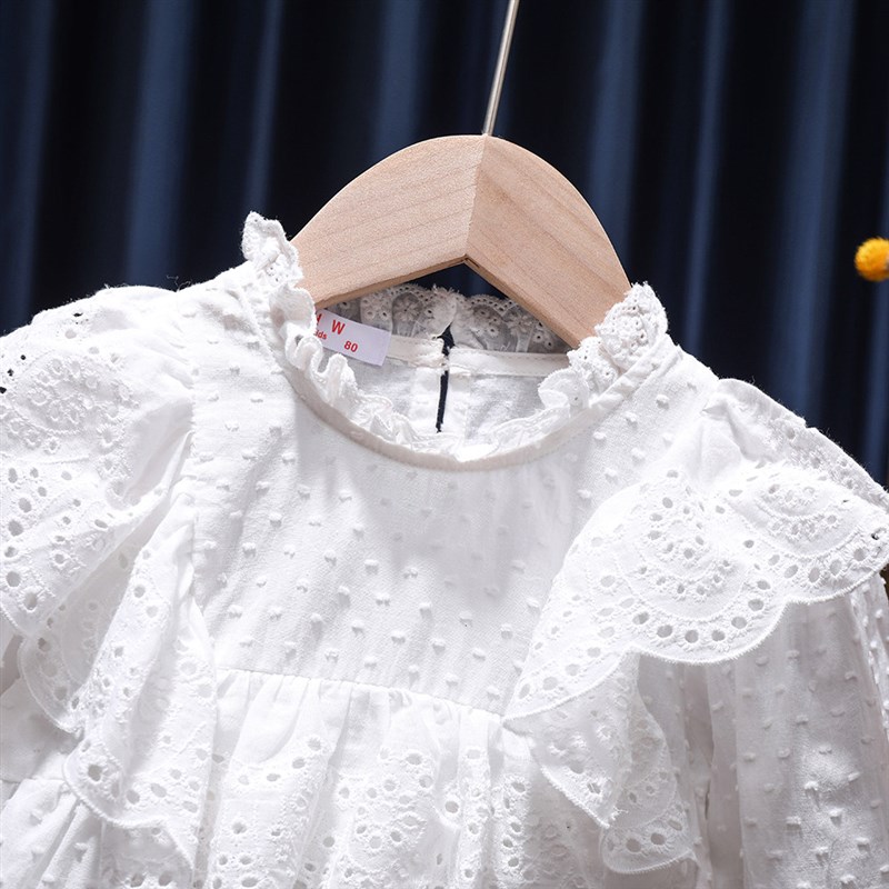 Dresses For Girls White Lace Lapel Spring Autumn Casual Girl图片