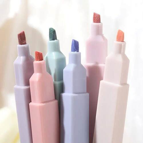 6/12Pcs Pastel Color Highlighter Pen Double tip Marker Pens