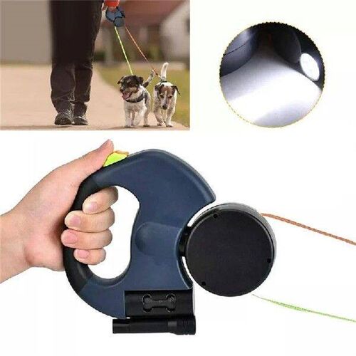 Hot Selling-Auto Retractable Dual Dog Leash With Flashlight