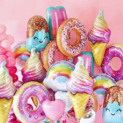 32Inch Donut globos Foil Balloon Fruit Ice Cream Helium Ball