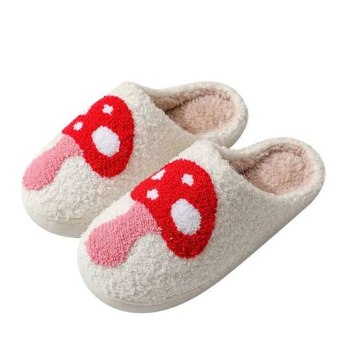 Popular Colorful Rainbow Plush Slippers for Women Cartoon Cu