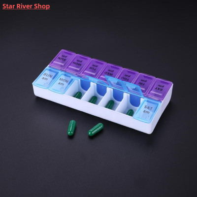 14 Grids Weekly Pill Case 7 Days Medicine Box Tablet Dispen