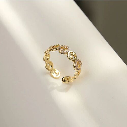 2023  Plated rendy Light Luxury Adjustable Ring Womens Nich