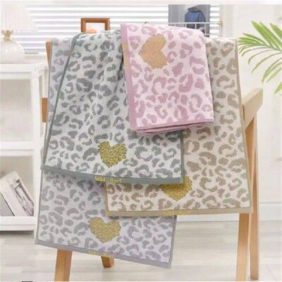 36x74cm Leopard Print Love Bath Towel Luxury Thickened