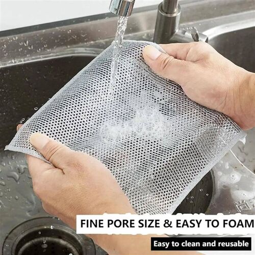 10pcs Magic Dishcloth Silver Wire Cleaning Kitchen Cloth Thi