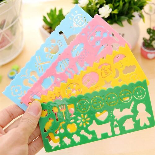4pcs Kids Drawing Toys Drawing Template Board Plastic Ruler
