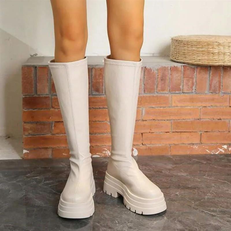 Chelsea Long Boots For Women Platform Thick Sole High Heels图片