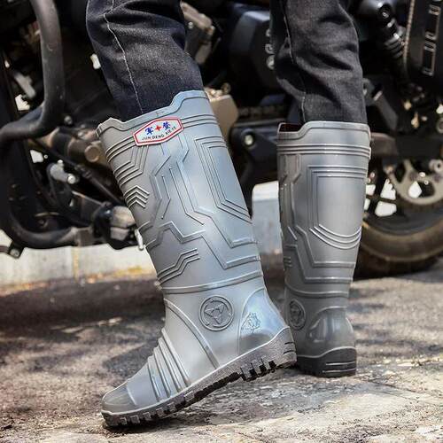 High-Tube Mens Rain Boots Waterproof Non-Slip Warm Fleece M