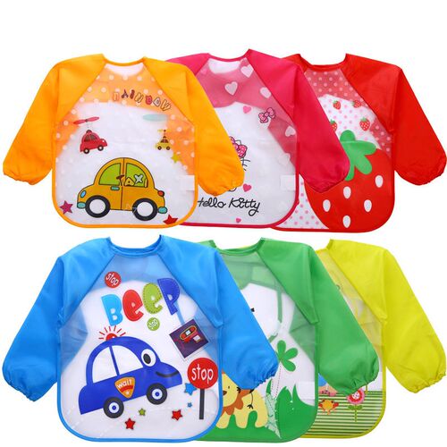 Feeding Baby Bibs Waterproof Bandana Cute Full Sleeved Bibs