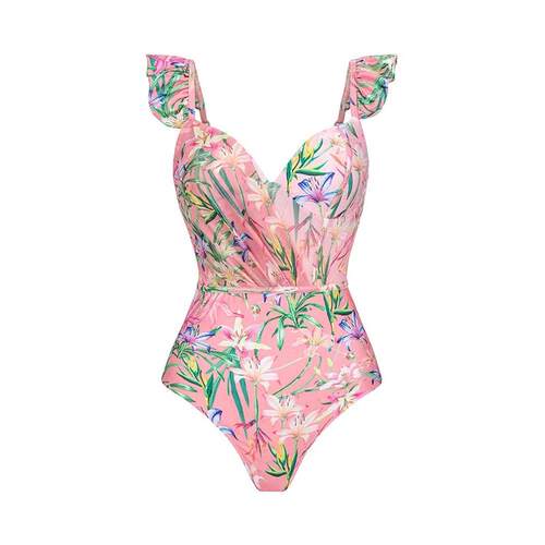 2023 New Floral Printed One Pieces Swimwear +Dresses Backles