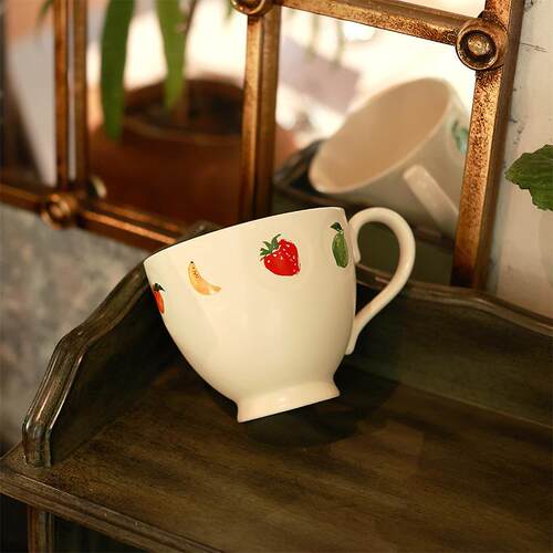 Fresh Cream Fruit Bowl Set Ceramic Dish Breakfast Combo