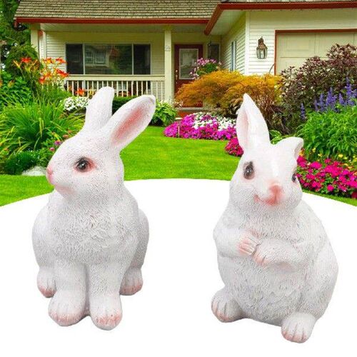 One Pair Garden Statues Rabbit Synthetic Resin Outdoor