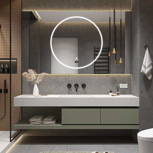 Modern Rock Board Bathroom Cabinet Seamless Ceramic All-in-O