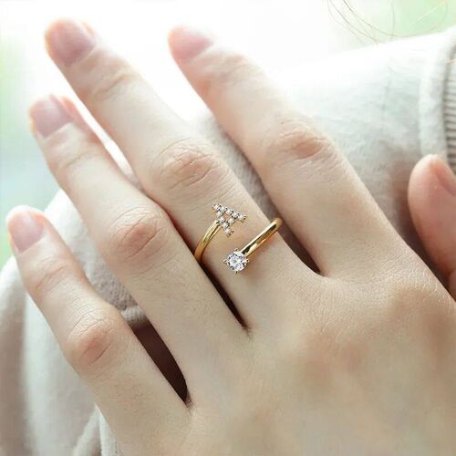 2024 rend  A-Z Initial Rings for Women Open Adjustable Stain