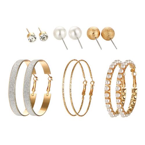 Exaggerated Artificial Pearl Matte Large Hoop Statement Earr