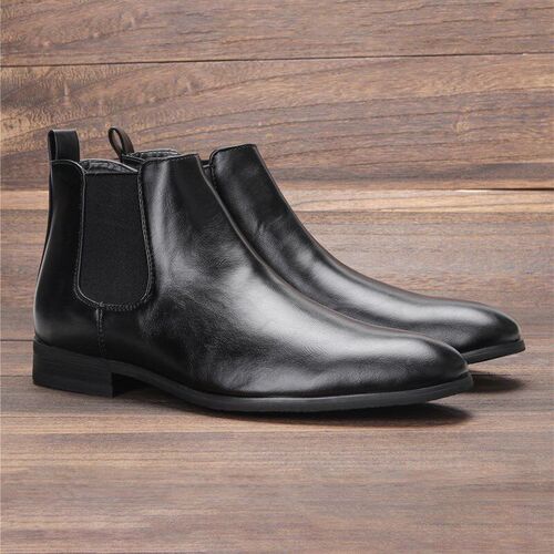 39-50 Big Size Mens Chelsea Boots Classic Wooden Heel Shoes