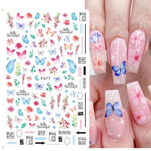 1PCS New Luxurious Butterfly Nail er Flower Nail Designs Nai