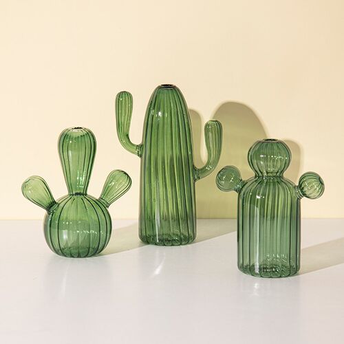 Cactus Shaped Glass Vase for Plant Creative Vase Decoration